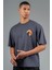 Oversize Erkek Bisiklet Yaka Antrasit- T-shirt 4
