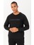 Sportswear Regular Erkek Bisiklet Yaka Reglan Kol Basic Siyah-Siyah Sweatshirt 22405 3