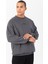 Sportswear Oversize Erkek Bisiklet Yaka Uzun Kol Basic Antrasit Sweatshirt 21822 2