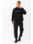 Oversize Erkek Kapşonlu Düşük Kol Siyah Sweatshirt 22465 4