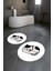 Dijital Baskılı Kaymaz Yıkanabilir Kedi Desen Yuvarlak Ikili Banyo Takımı, N-Y-Klozet-43-Beyaz, 3