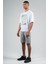 Sportswear Oversize Erkek Bisiklet Yaka Takma Kol Basic Beyaz T-Shirt 22624 4