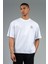 Sportswear Oversize Erkek Bisiklet Yaka Kısa Kol Basic Beyaz T-Shirt 22586 4