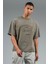 Oversize Erkek Bisiklet Yaka Düşük Kol Açık Haki T-shirt 22669 3