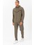 Regular Erkek Kapşonlu Uzun Kol Açık Haki Eşofman Üstü 22225 5