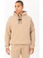Oversize Erkek Kapşonlu Düşük Kol Açık Vizon Sweatshirt 22385 2