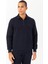 Sportswear Regular Erkek Polo Yaka Takma Kol Basic Lacivert Sweatshirt 22395 3