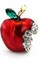 Kırmızı Elma Isırılmış Apple Pamuk Prenses Zirkon Taşlı Broş RZ172 1
