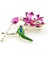 Pembe Lotus Çiçeği Daldaki Kuş Renkli Metal Broş RZ192 3