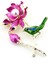 Pembe Lotus Çiçeği Daldaki Kuş Renkli Metal Broş RZ192 5