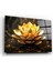 Altın Lotus Çiçeği Dekoratif Yatay Cam Tablo 1