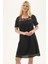 Şile Bezi Siyah Kısa Kol Nakışlı Kare Yaka Ilkbahar Ve Yaz Elbise 3