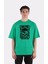 Yeşil Pamuk Bisiklet Yaka Oversize T-Shirt Zoro Samurai Wano Kuni Arc 1