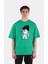 Yeşil Pamuk Bisiklet Yaka Oversize T-Shirt Zoro Samurai Wano Kuni Arc 1
