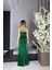 G0967 Tek Omuz Simli Maksi Abiye Elbise Zümrüt 6