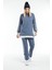 Büyük Beden Indigo Biyeli Armalı Eşofman Takımı 1
