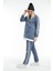 Büyük Beden Indigo Biyeli Armalı Eşofman Takımı 4