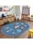 Dijital Baskılı Kaymaz Yıkanabilir Eğlenceli Eğitici Oval Çocuk Odası Halısı, N-O-Çocuk-02-Mavi, 5