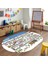 Dijital Baskılı Kaymaz Yıkanabilir Eğlenceli Eğitici Oval Çocuk Odası Halısı, N-O-Çocuk-07-Beyaz, 5