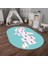 Dijital Baskılı Kaymaz Yıkanabilir Eğlenceli Eğitici Oval Çocuk Odası Halısı, N-O-Çocuk-37-Turkuaz, 2