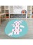 Dijital Baskılı Kaymaz Yıkanabilir Eğlenceli Eğitici Oval Çocuk Odası Halısı, N-O-Çocuk-37-Turkuaz, 5