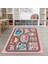 Dijital Baskılı Kaymaz Taban Yıkanabilir Eğlenceli Eğitici Çocuk Odası Halısı, N-Çocuk-02-Pembe, 2