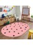 Dijital Baskılı Kaymaz Yıkanabilir Eğlenceli Eğitici Oval Çocuk Odası Halısı, N-O-Çocuk-32-Pembe, 1