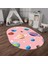Dijital Baskılı Kaymaz Yıkanabilir Eğlenceli Eğitici Oval Çocuk Odası Halısı, N-O-Çocuk-38-Pembe, 2