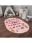 Dijital Baskılı Kaymaz Yıkanabilir Eğlenceli Eğitici Oval Çocuk Odası Halısı, N-O-Çocuk-33-Pembe, 2