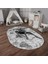 Dijital Baskılı Kaymaz Yıkanabilir Eğlenceli Eğitici Oval Çocuk Odası Halısı, N-O-Çocuk-41-Gri, 1