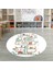 Dijital Baskılı Kaymaz Yıkanabilir Eğlenceli Yuvarlak Çocuk Odası Halısı, N-Y-Çocuk-48-Beyaz, 3