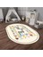 Dijital Baskılı Kaymaz Yıkanabilir Eğlenceli Eğitici Oval Çocuk Odası Halısı, N-O-Çocuk-44-Krem, 1