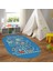 Dijital Baskılı Kaymaz Yıkanabilir Eğlenceli Eğitici Oval Çocuk Odası Halısı, N-O-Çocuk-48-Mavi, 4