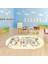 Dijital Baskılı Kaymaz Yıkanabilir Eğlenceli Eğitici Oval Çocuk Odası Halısı, N-O-Çocuk-48-Krem, 2