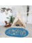 Dijital Baskılı Kaymaz Yıkanabilir Eğlenceli Eğitici Oval Çocuk Odası Halısı, N-O-Çocuk-48-Mavi, 5