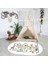 Dijital Baskılı Kaymaz Yıkanabilir Eğlenceli Eğitici Oval Çocuk Odası Halısı, N-O-Çocuk-48-Beyaz, 5