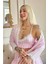 Toz Pembe Çizgi Desenli Bambu Crop Sabahlıklı Şortlu Pijama 2