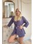Lila Mini Stars Desenli Bambu Crop Sabahlıklı Şortlu Kadın Pijama Takımı 4
