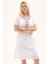 Şile Bezi Beyaz Kısa Kol Nakışlı Yaka Yazlık Elbise 3