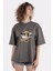 Füme Pamuk Bisiklet Yaka Oversize T-Shirt Naruto Love Ramen 1