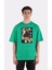 Yeşil Pamuk Bisiklet Yaka Oversize T-Shirt Zoro Samurai Wano Kuni Arc 1