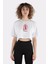 Beyaz Pamuk Bisiklet Yaka Crop T-Shirt Demon Sister Nezuko 1