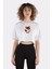 Beyaz Pamuk Bisiklet Yaka Crop T-Shirt Asta 1