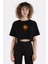 Siyah Pamuk Bisiklet Yaka Crop T-Shirt Circle Of MUSIC_EM1194 1