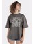 Füme Pamuk Bisiklet Yaka Oversize T-Shirt Anime Inspired Design 1