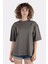 Kadın Oversize Bisiklet Yaka T-Shirt 1