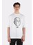Beyaz Oversize T-Shirt One Punch Man Ok Face 1