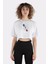 Beyaz Pamuk Bisiklet Yaka Crop T-Shirt Powerfull Pills 1