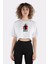 Beyaz Pamuk Bisiklet Yaka Crop T-Shirt Cowboy Bebop Spike 1