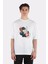 Beyaz Oversize T-Shirt Abstract Art Collage 1